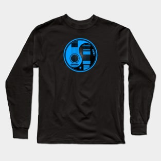 Blue and Black Acoustic Electric Guitars Yin Yang Long Sleeve T-Shirt